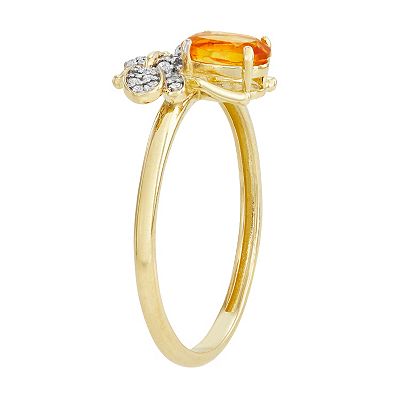 Tiara 10k Gold 1/6 Carat T.W. Diamond Citrine Bee Ring