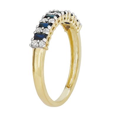 10k Gold Sapphire & Diamond Ring