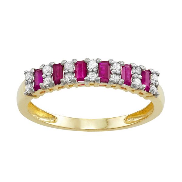 Tiara 10k Gold Gemstone & 1/5 Carat T.W. Diamond Ring