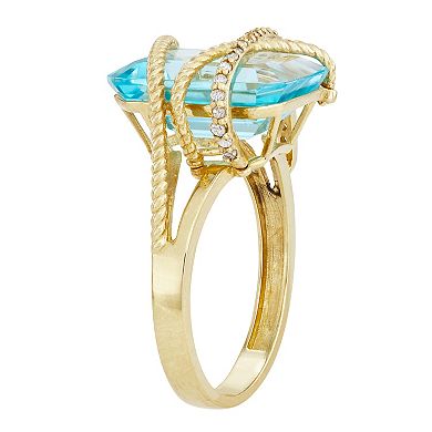 10k Gold 1/6 Carat T.W. Blue Topaz Ring