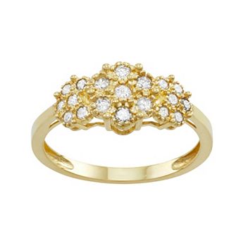Tiara 10k Gold 3/8 Carat T.W. Diamond Flower Ring