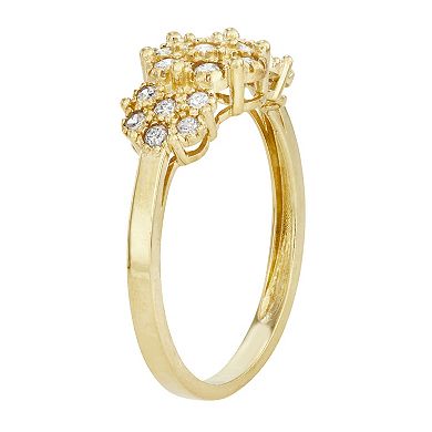 10k Gold 3/8 Carat T.W. Diamond Flower Ring