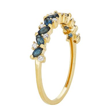 10k Gold 1/8 Carat T.W. Diamond & Gemstone Cluster Ring