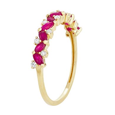 10k Gold 1/8 Carat T.W. Diamond & Gemstone Cluster Ring