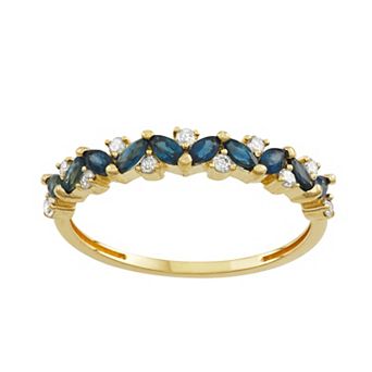 Tiara 10k Gold 1/8 Carat T.W. Diamond & Gemstone Cluster Ring