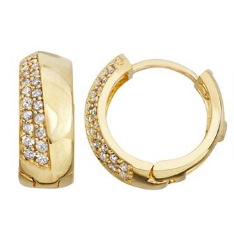 Tiara 10k Gold 1/3 Carat T.W. Diamond Huggie Hoop Earrings