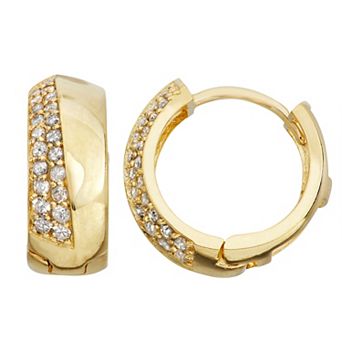 Tiara 10k Gold 1/3 Carat T.W. Diamond Huggie Hoop Earrings