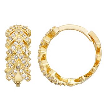 Tiara 10k Gold 1/4 Carat T.W. Diamond Huggie Hoop Earrings