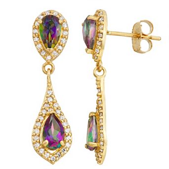 Tiara 10k Gold 1/3 Carat T.W. Diamond Mystic Topaz Drop Earrings