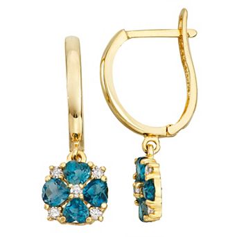 Tiara 10k Gold 1/10 Carat T.W. Diamond London Blue Topaz Earrings