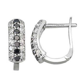 Tiara 10k White Gold 5/8 Carat T.W. Black & White Diamond Leverback Earrings