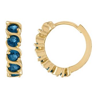 Tiara 10k Gold Gemstone Huggie Hoop Earrings