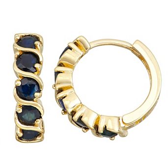 Tiara 10k Gold Gemstone Huggie Hoop Earrings