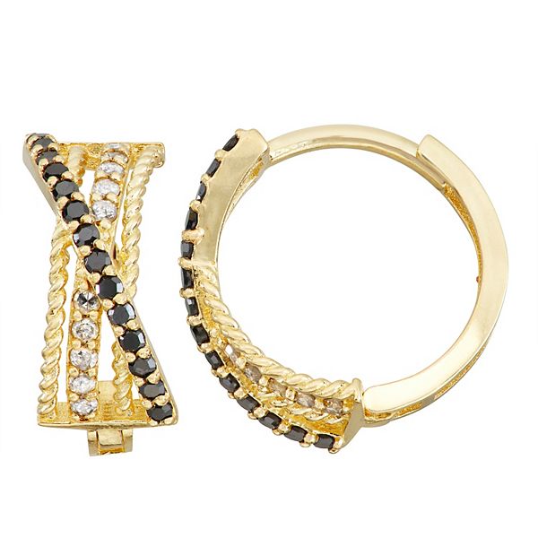 Tiara 10k Gold 1/4 Carat T.W. Diamond Huggie Hoop Earrings