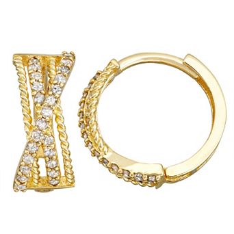 Tiara 10k Gold 1/4 Carat T.W. Diamond Huggie Hoop Earrings