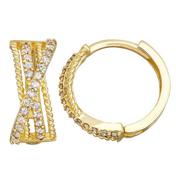 Tiara 10k Gold 1/4 Carat T.W. Diamond Huggie Hoop Earrings