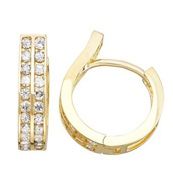 Tiara 10k Gold 5/8 Carat T.W. Diamond Huggie Hoop Earrings