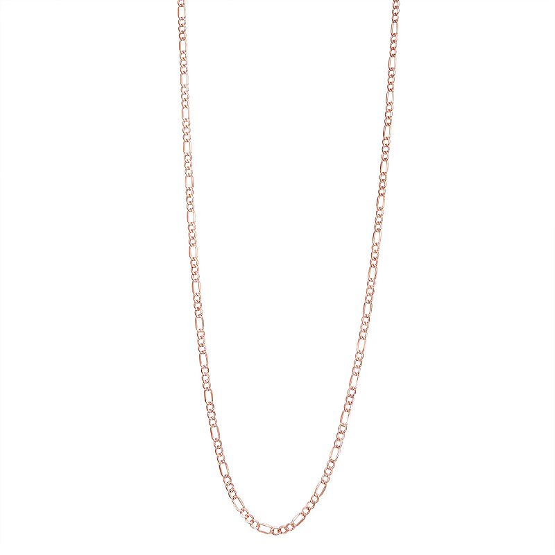 Mens 14k Gold 2.8 mm Figaro Chain Necklace, Womens, Size: 24, Pink