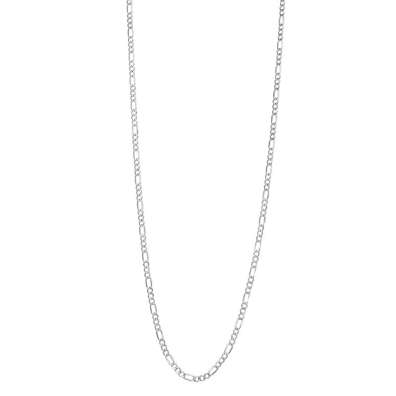 Mens 14k Gold 2.8 mm Figaro Chain Necklace, Womens, Size: 24, White