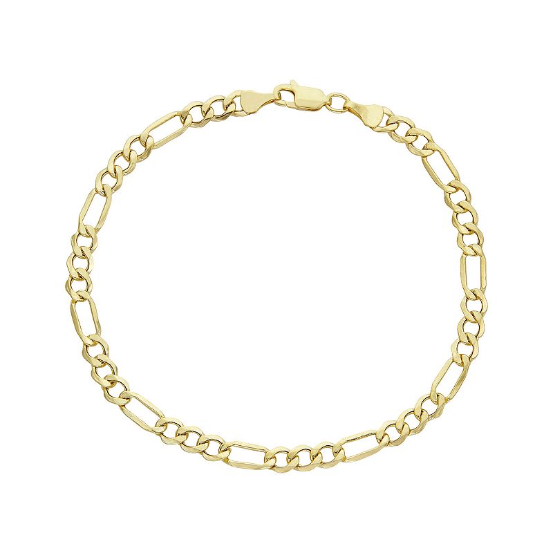 Mens 14k Gold Figaro Chain Bracelet, Size: 8, Yellow