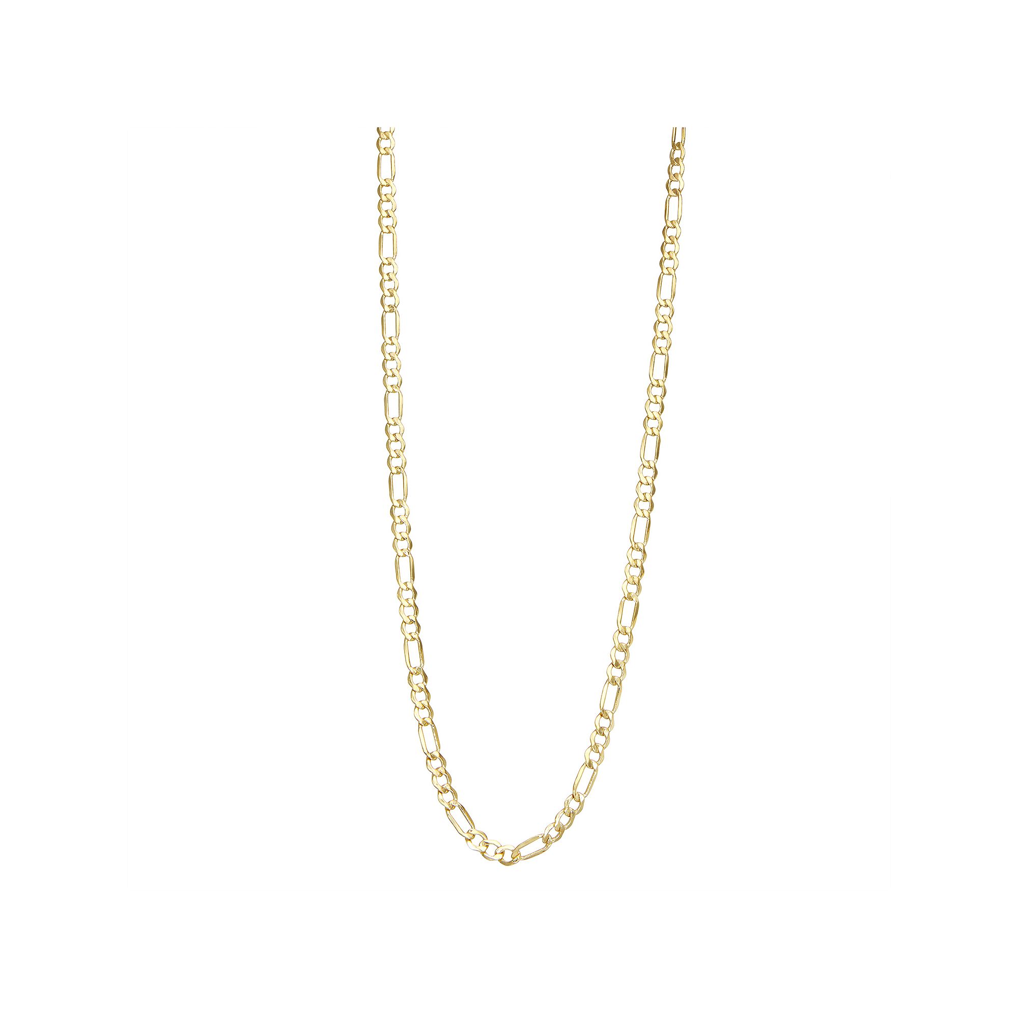 Jordan Blue Mens 14k Gold 4.65 mm Figaro Chain Necklace, Size: 18