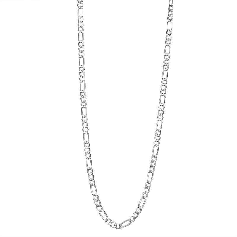 Mens 14k Gold 4.65 mm Figaro Chain Necklace, Size: 20, White
