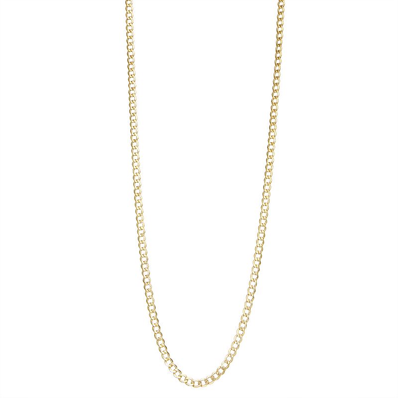 Mens 14k Gold 3.5 mm Curb Chain Necklace, Womens, Size: 24, Yellow