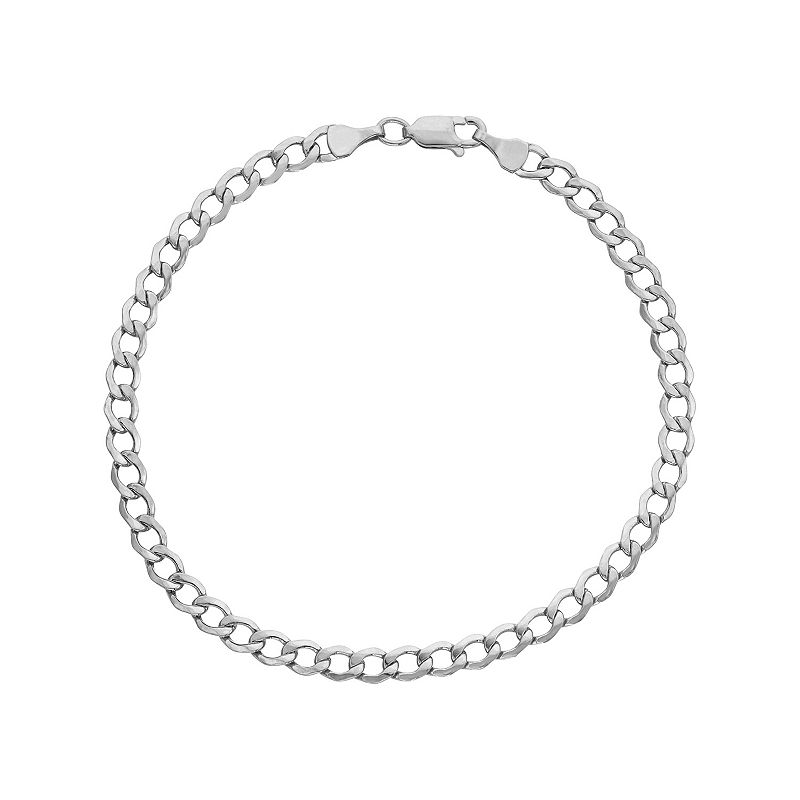 Mens 14k Gold Curb Chain Bracelet, Size: 8, White