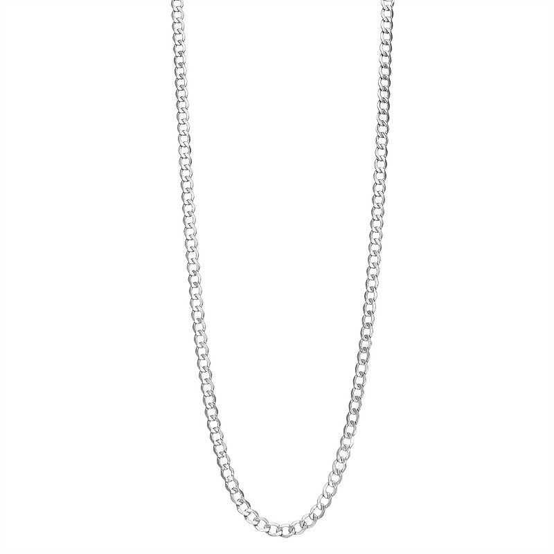 Mens 14k Gold 4.4 mm Curb Chain Necklace, Size: 24, White