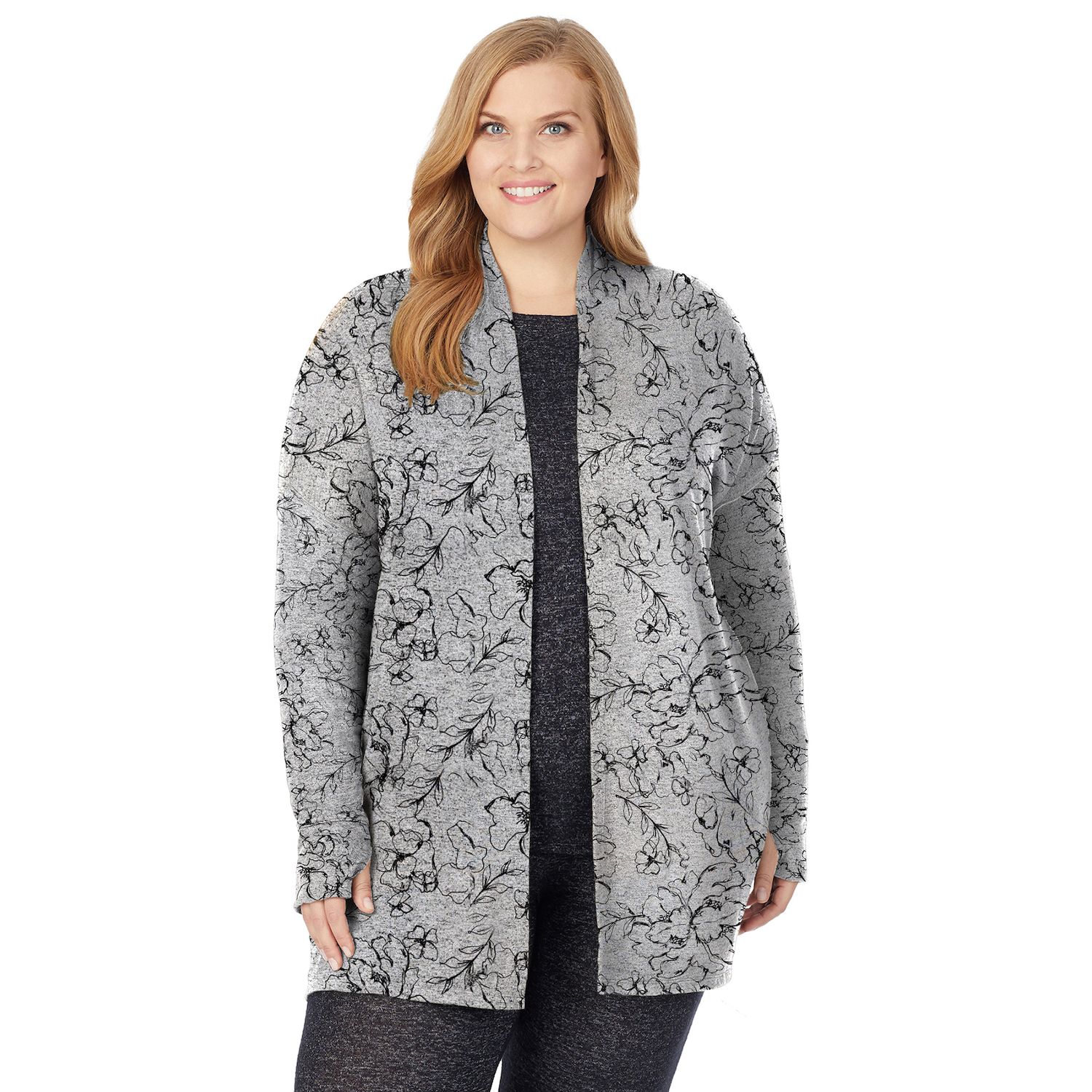 women's cuddl duds softwear hooded wrap cardigan