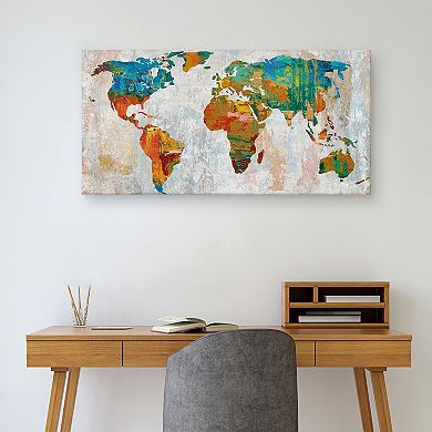 Fine Art Canvas Abstract World Map Canvas Wall Art