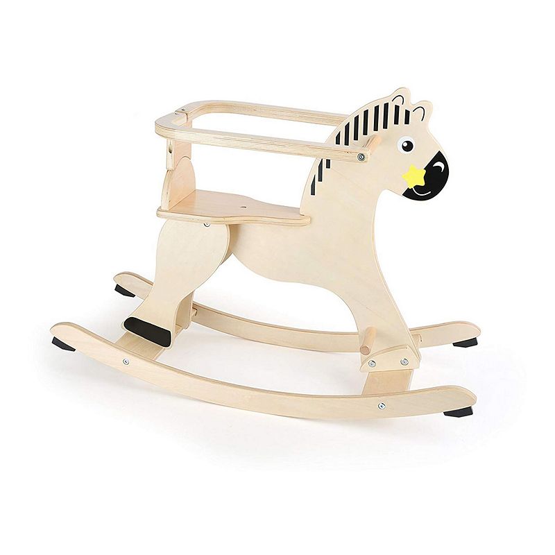 Small Foot Wooden Toys Natural Wooden Rocking Horse with Removable Protecti
