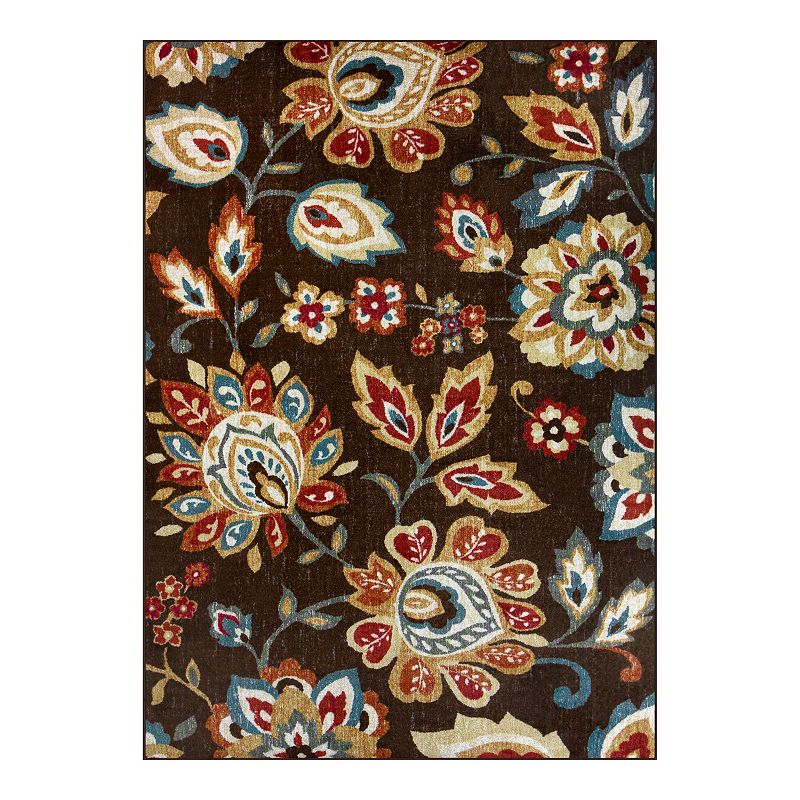 Chelsea Jacobean Area Rug, Brown, 7.5X10 Ft