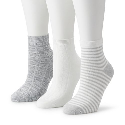 Juniors' Cuddl Duds® Everyday 3Pack Anklet Socks