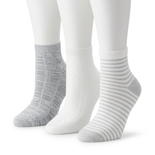 Juniors' Cuddl Duds® Everyday 3-Pack Anklet Socks