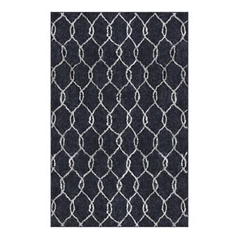 Luxuriant Microfiber Plush Trellis Shag Area Rug