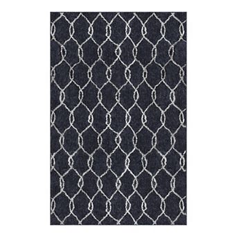Luxuriant Microfiber Plush Trellis Shag Area Rug