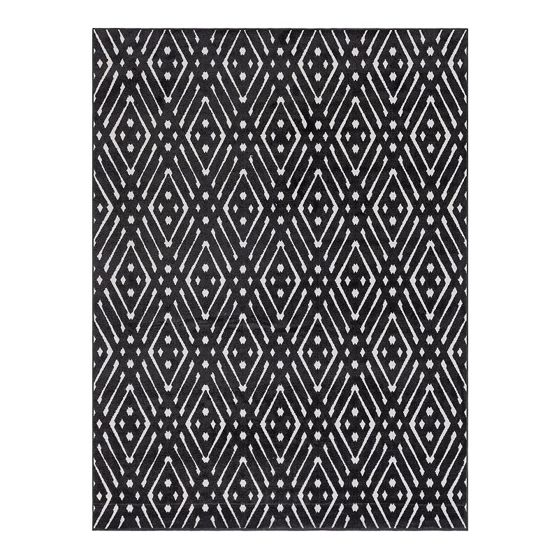 Sabrina Soto Ella Outdoor Rug, Black, 5X8 Ft
