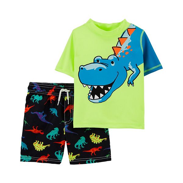 Carters 1 Piece Baby Boys Dinosaur Rashguard Swim Bathing Suit 50 UPF 
