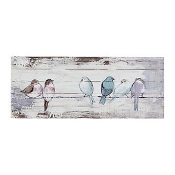 Madison Park Perched Birds Wood Plank Panel Wall Art