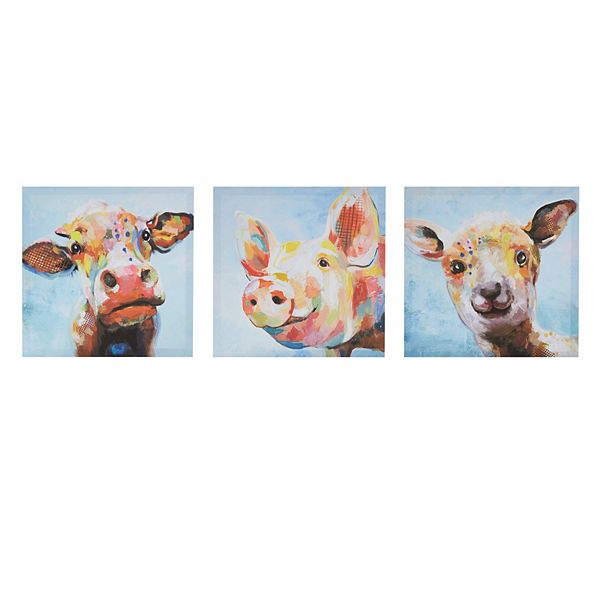 Madison Park Farm Animals Canvas Wall Art 3 Piece Set
