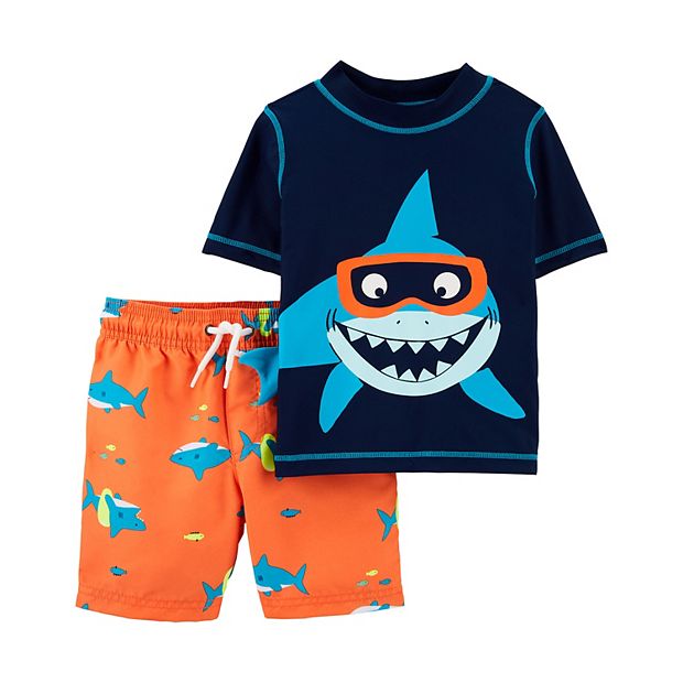 Baby Boy Carter s Shark Rash Guard Top Shorts Set