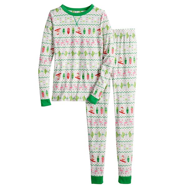 Girls 4-14 Jammies For Your Families® Surfing Santa Top & Pants Pajama Set