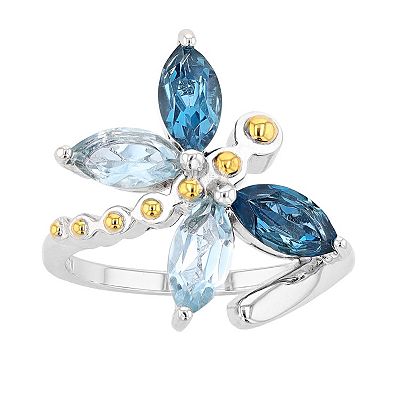 Sterling Silver Diamond Double Dragonfly Ring