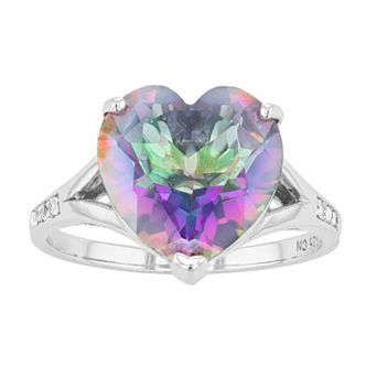 Rosabella Sterling Silver Quartz & White Topaz Heart Ring