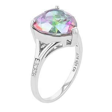 Rosabella Sterling Silver Quartz & White Topaz Heart Ring