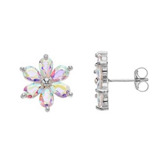 Rosabella Sterling Silver Rainbow Quartz Flower Earrings