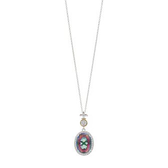 Rosabella Sterling Silver Rainbow Quartz & White Topaz Pendant Necklace