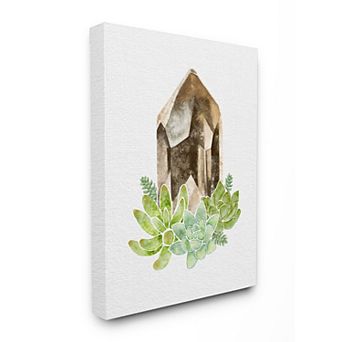 Stupell Home Decor Succulent Crystal Flower Watercolor Canvas Wall Art