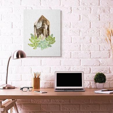 Stupell Home Decor Succulent Crystal Flower Watercolor Canvas Wall Art
